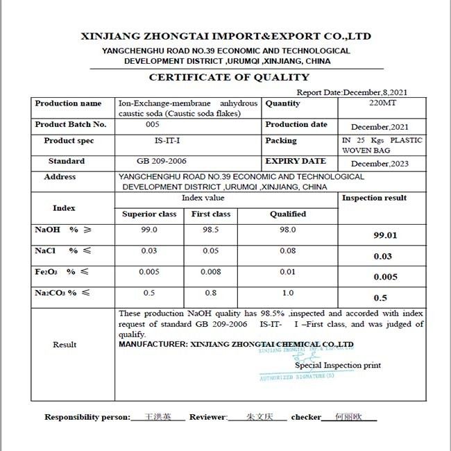 Produção 1310-73-2 inodora da soda cáustica do sódio do NaOH de cianureto de sódio