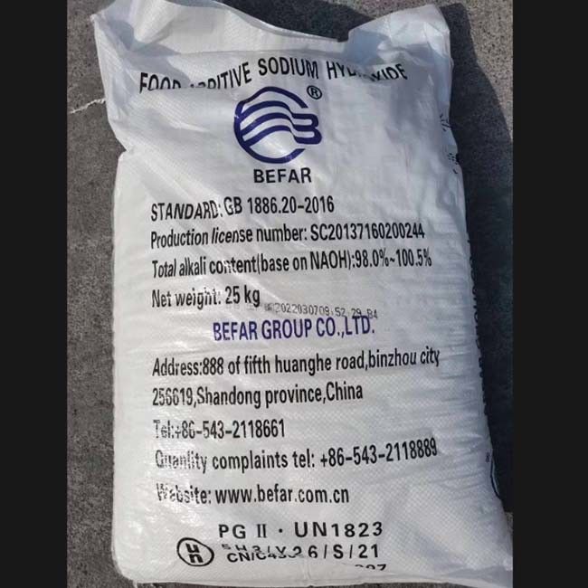 o hidróxido de sódio seguro do alimento 25KG/Bag para o vinho limpo engarrafa a grão e o óleo